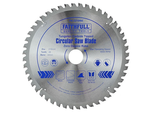 Faithfull FAIZ21648Z TCT Circular Saw Blade Zero Degree