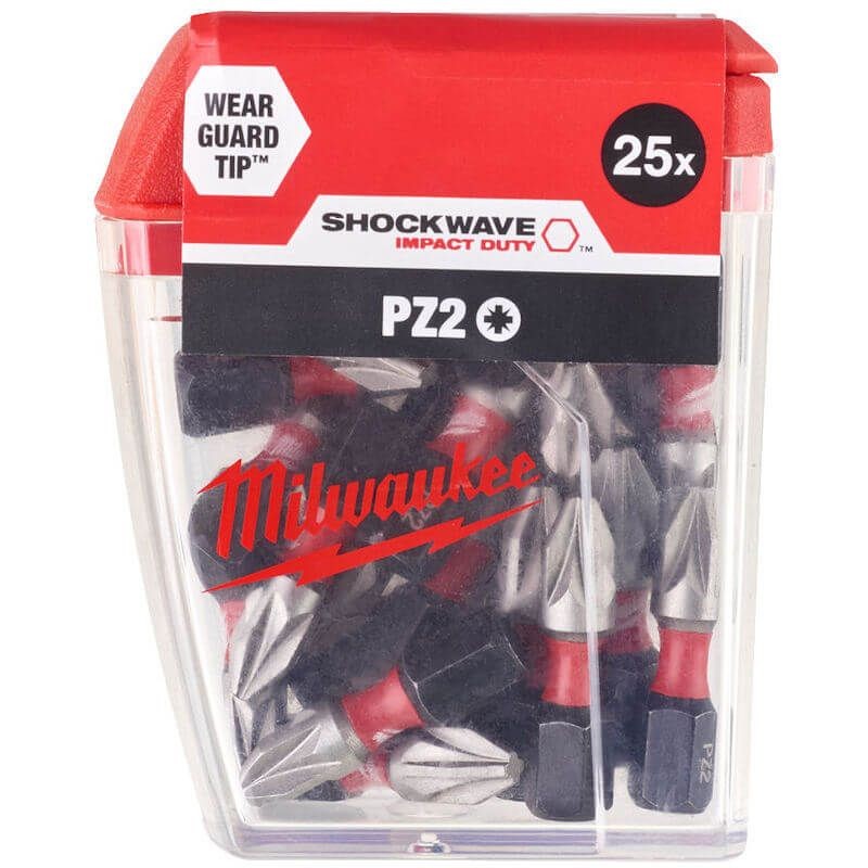 Milwaukee 25 Piece Screwdriver Bit Set PZ2 x 25mm Impact Duty
