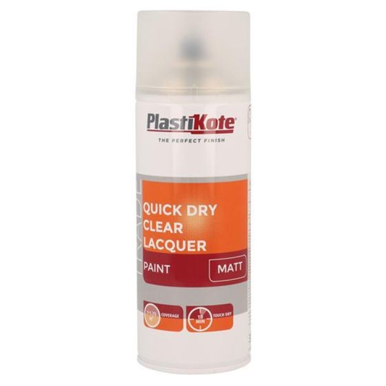 Plastikote Trade Quick Dry Clear Lacquer Aerosol Spray Paint 400ml
