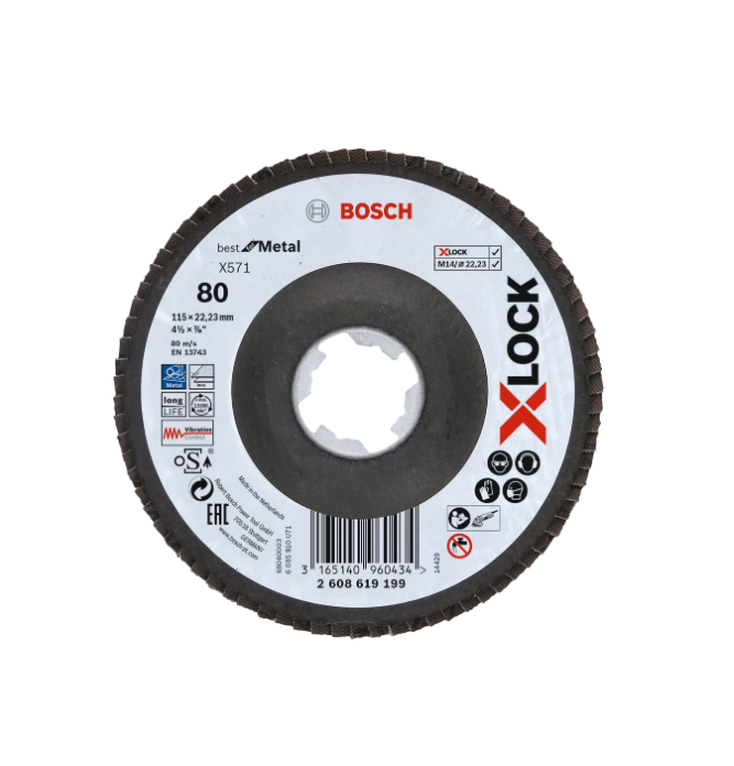 Bosch X-Lock Flap Disc 125mm 60 Grit 2608619202