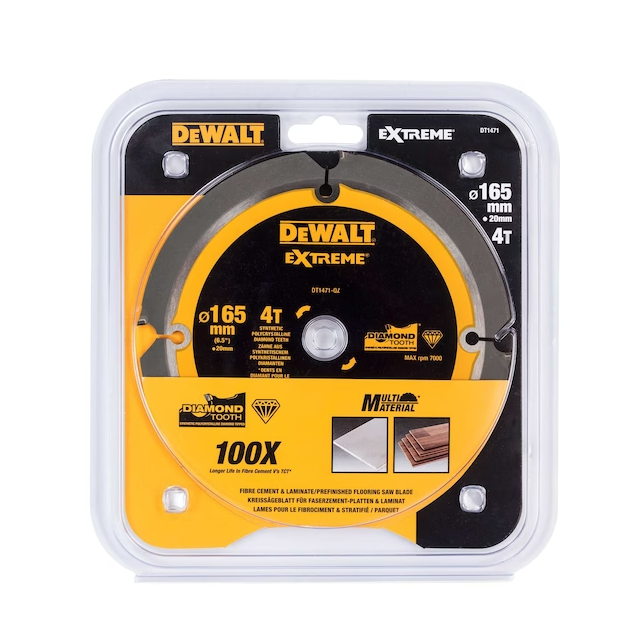 Dewalt DT1471QZ PCD Fibre Cement Blade 165 x 20mm x 4T