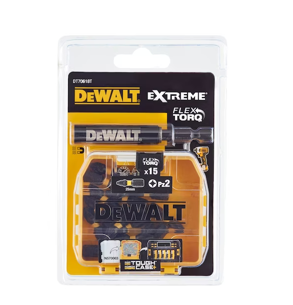 DEWALT DT70618TQ Extreme Impact Torsion Bits PZ2 (Tic Tac Box 15) and Holder