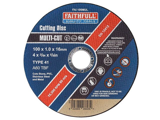 Faithfull FAI11510MUL Multi-Cut Discs 115mm Tin of 10