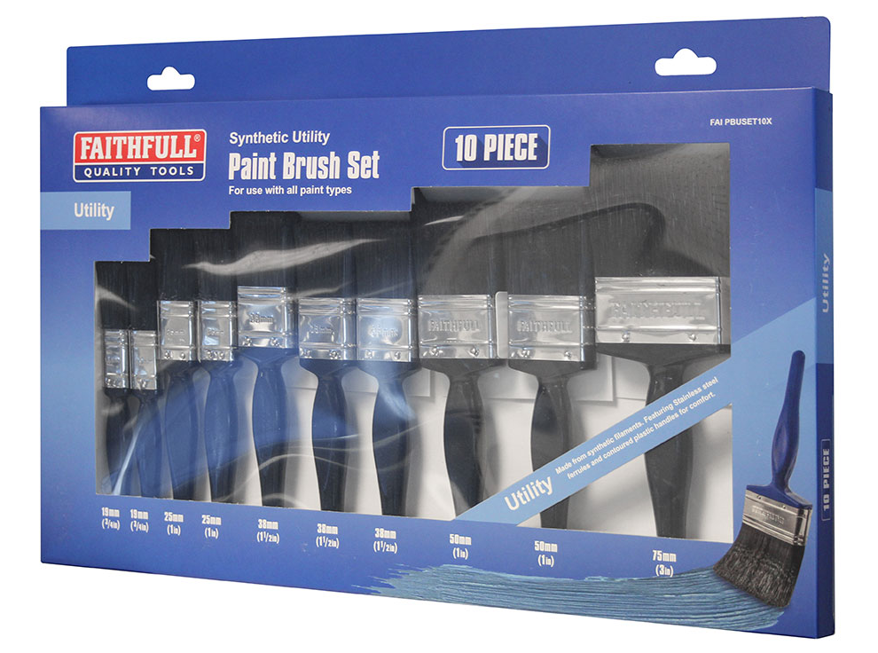 Faithfull FAIPBUSET10X 10 Piece Utility Paint Brush Set