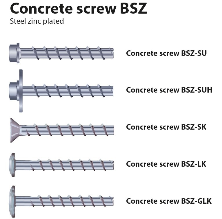 MKT BSZ-SK Countersunk Head Concrete Screwbolt BZP