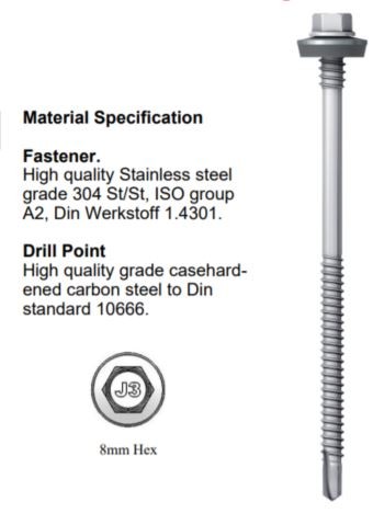 Ejot JT3-D6H Self Drilling Screws 5.5/6.3 (Steel sections 1.5 - 6mm)