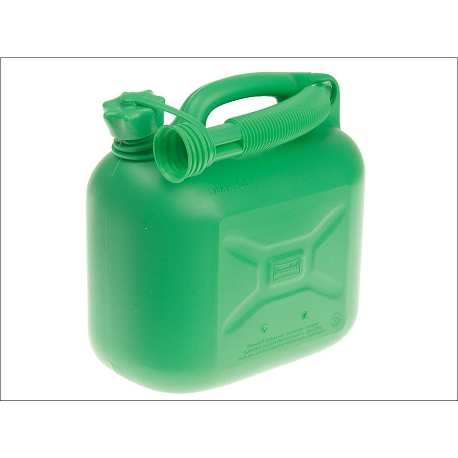 Unleaded Petrol Can & Spout Green 5 Ltr